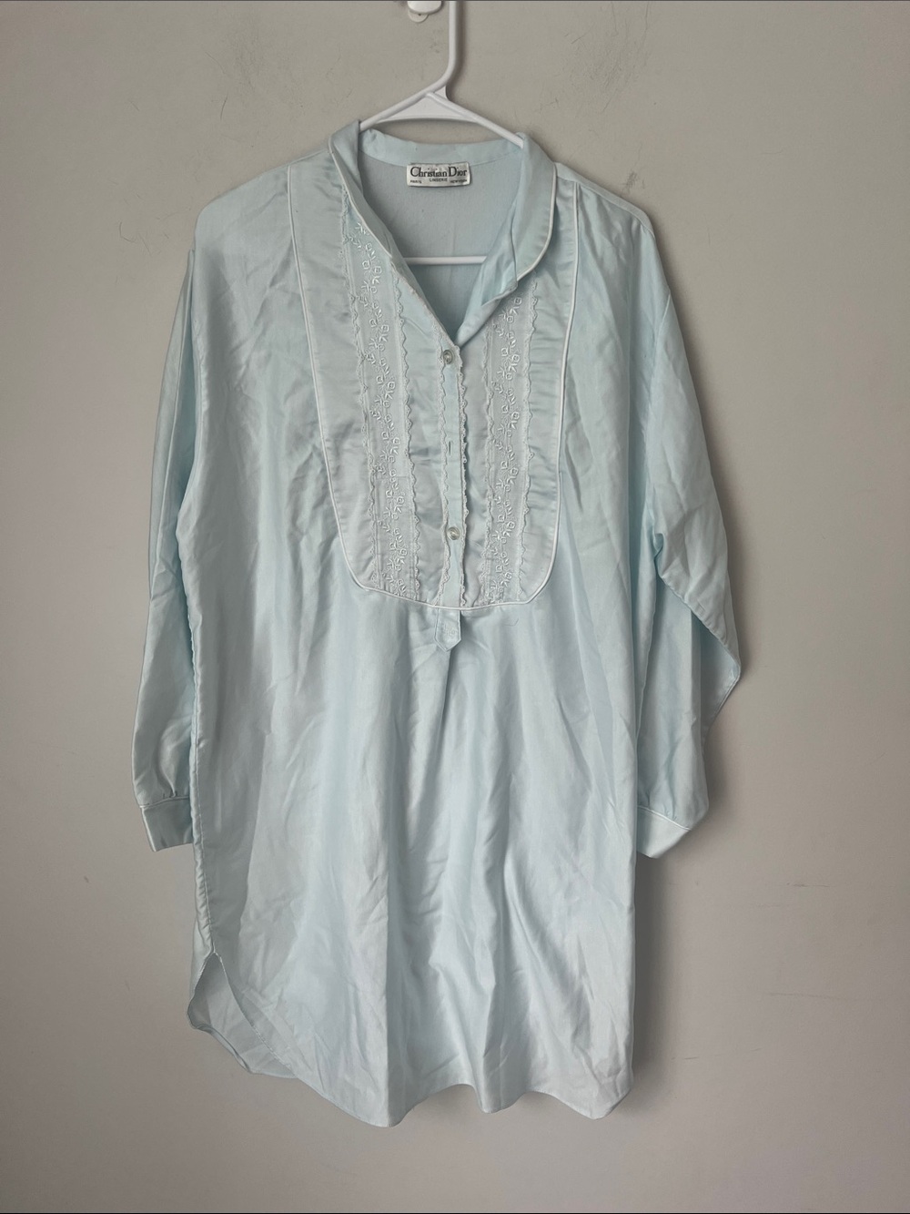 Vintage Christian Dior Blue Nightshirt L Romantic Blue Designer♟️